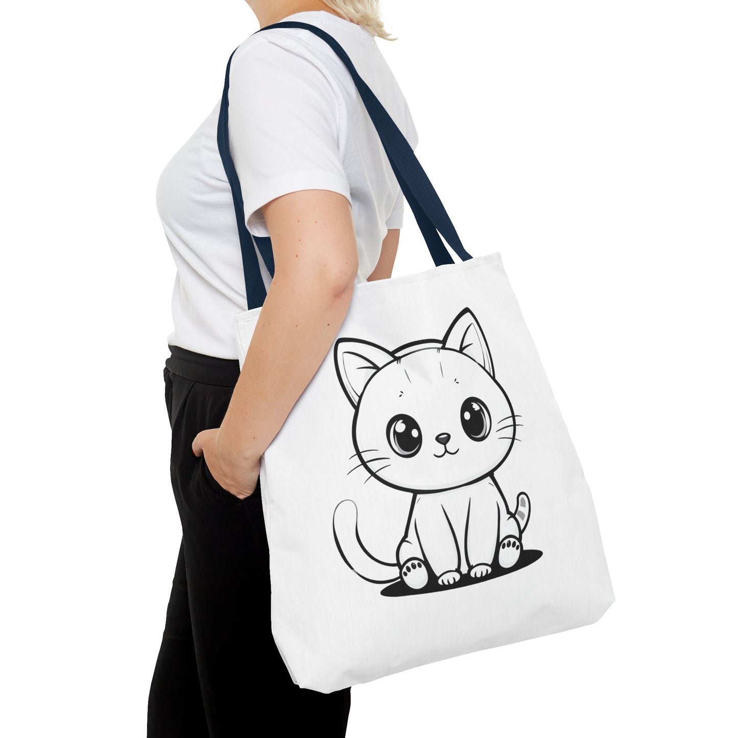 Kawaii Cat Tote Bag – Cute Cartoon Kitty Canvas Shopper