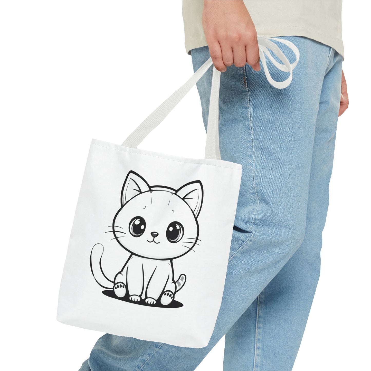 Kawaii Cat Tote Bag – Cute Cartoon Kitty Canvas Shopper