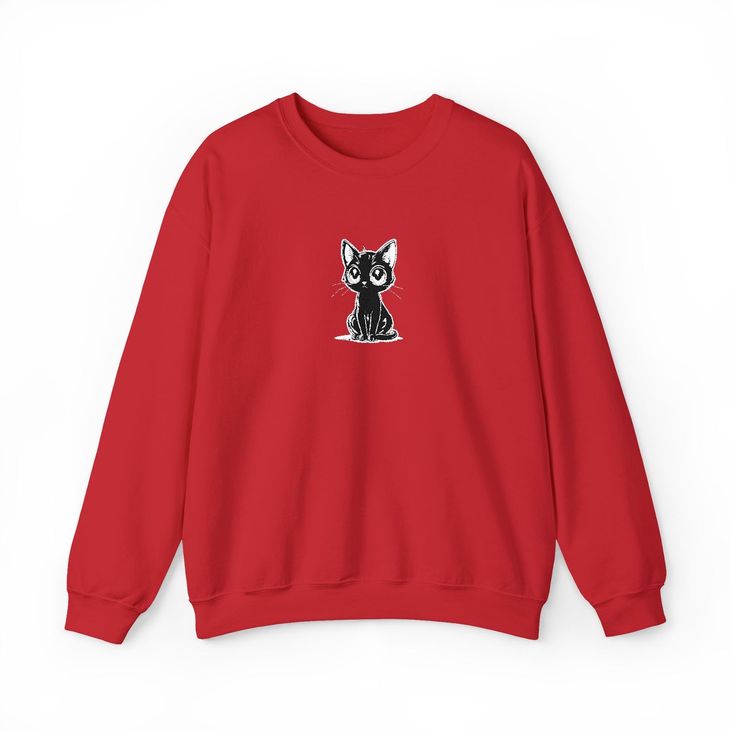 Cat Sketch Crewneck Sweatshirt — Minimal Black Ink Kitten Design