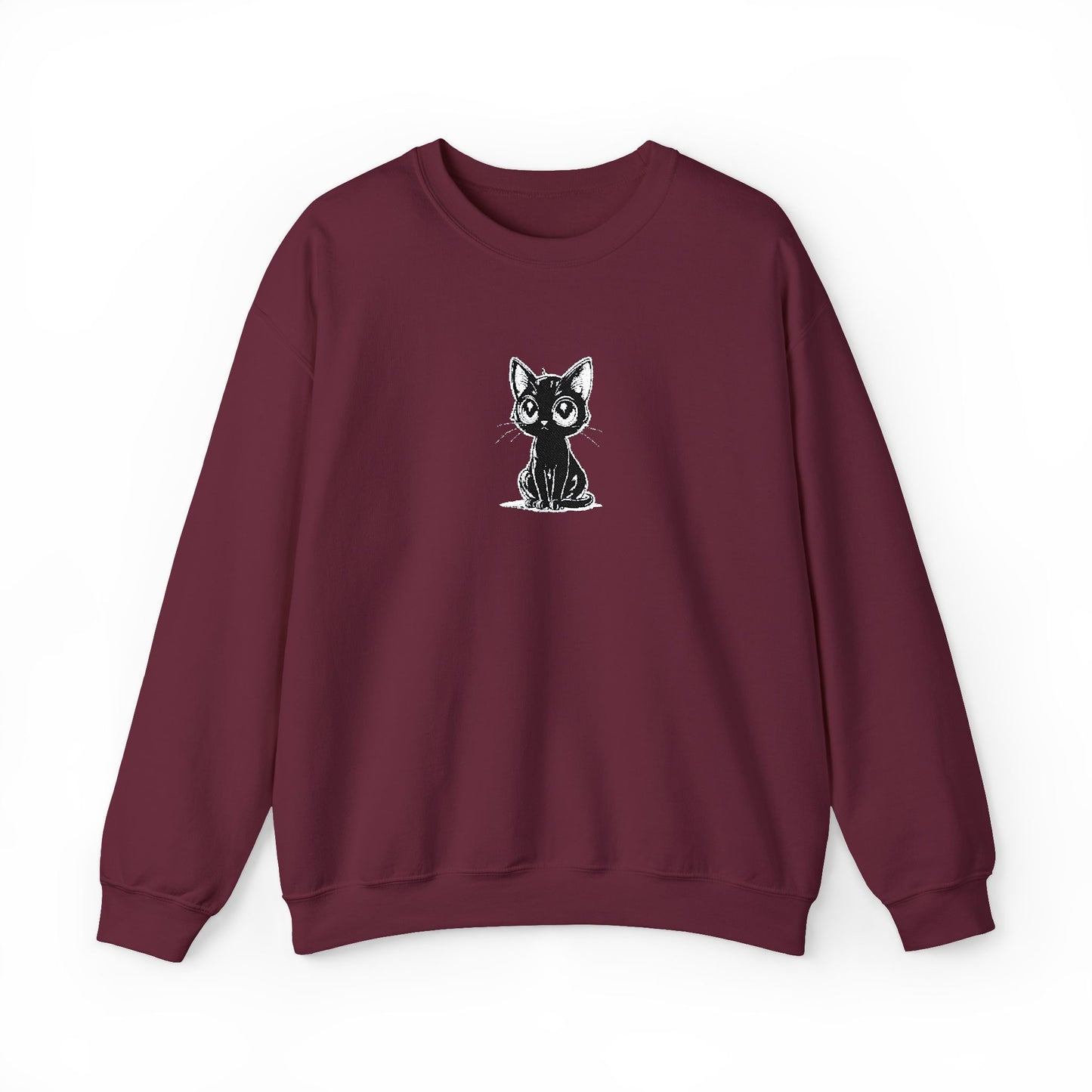 Cat Sketch Crewneck Sweatshirt — Minimal Black Ink Kitten Design