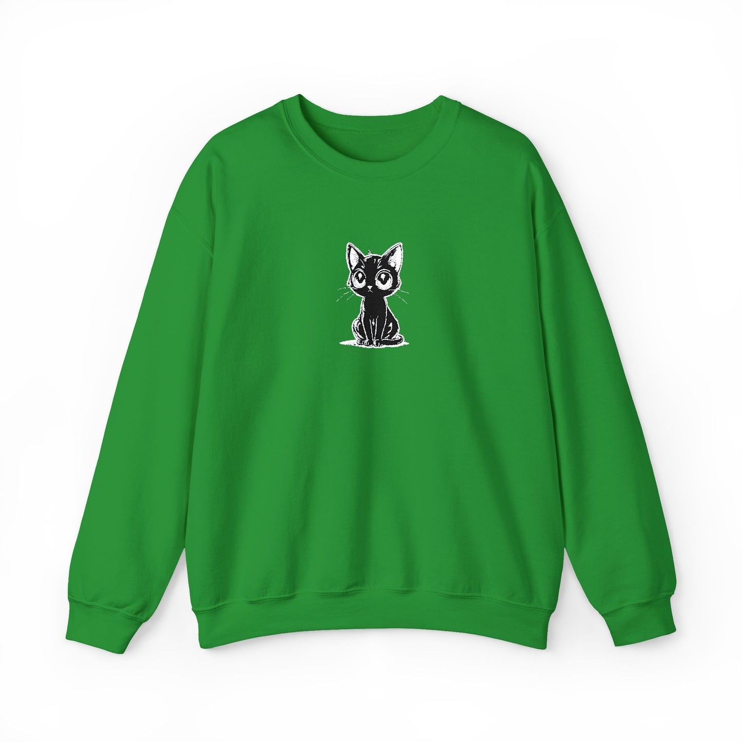 Cat Sketch Crewneck Sweatshirt — Minimal Black Ink Kitten Design