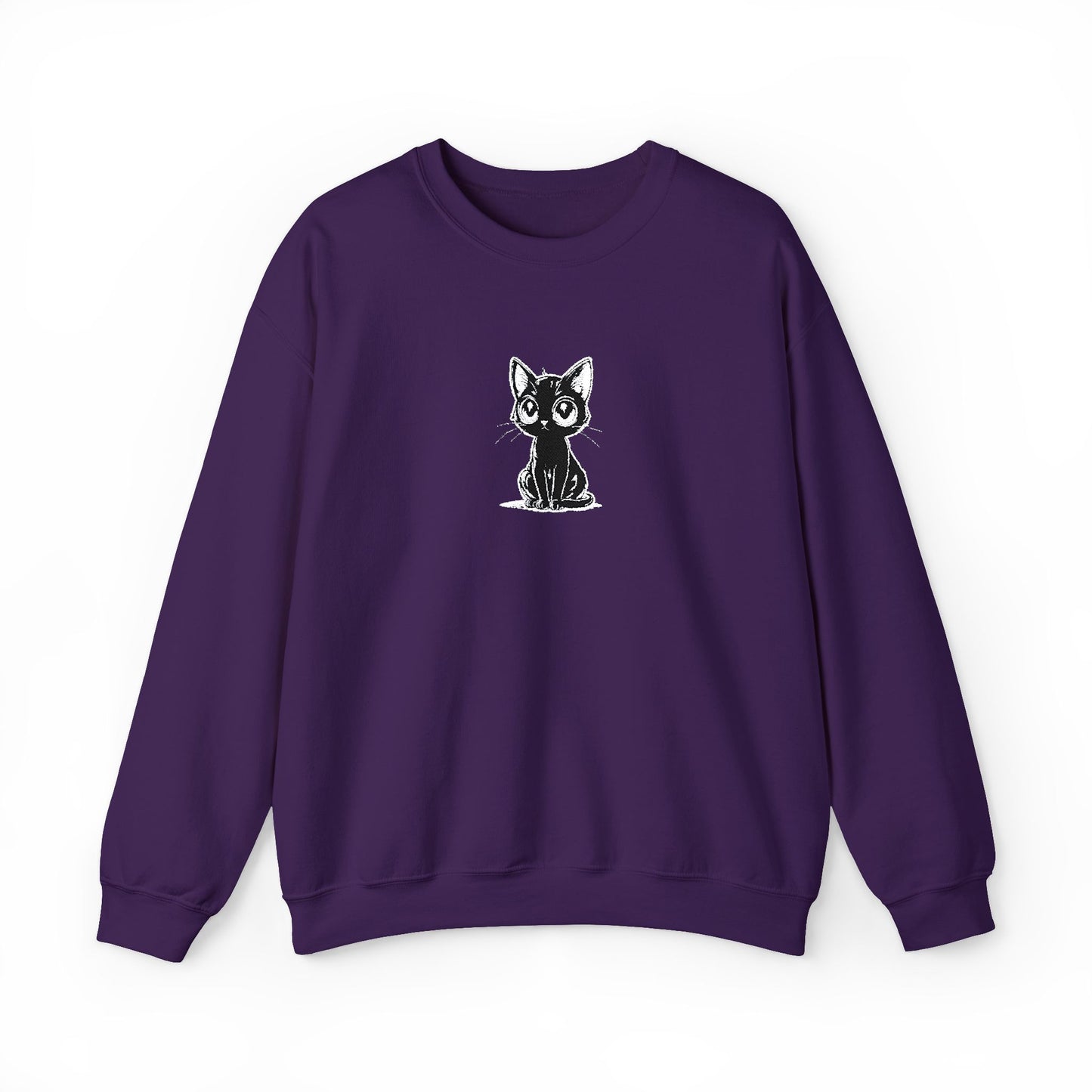 Cat Sketch Crewneck Sweatshirt — Minimal Black Ink Kitten Design