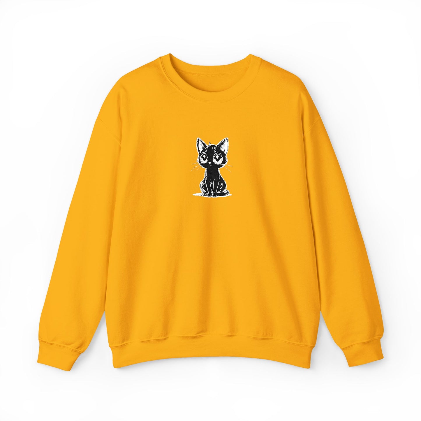 Cat Sketch Crewneck Sweatshirt — Minimal Black Ink Kitten Design