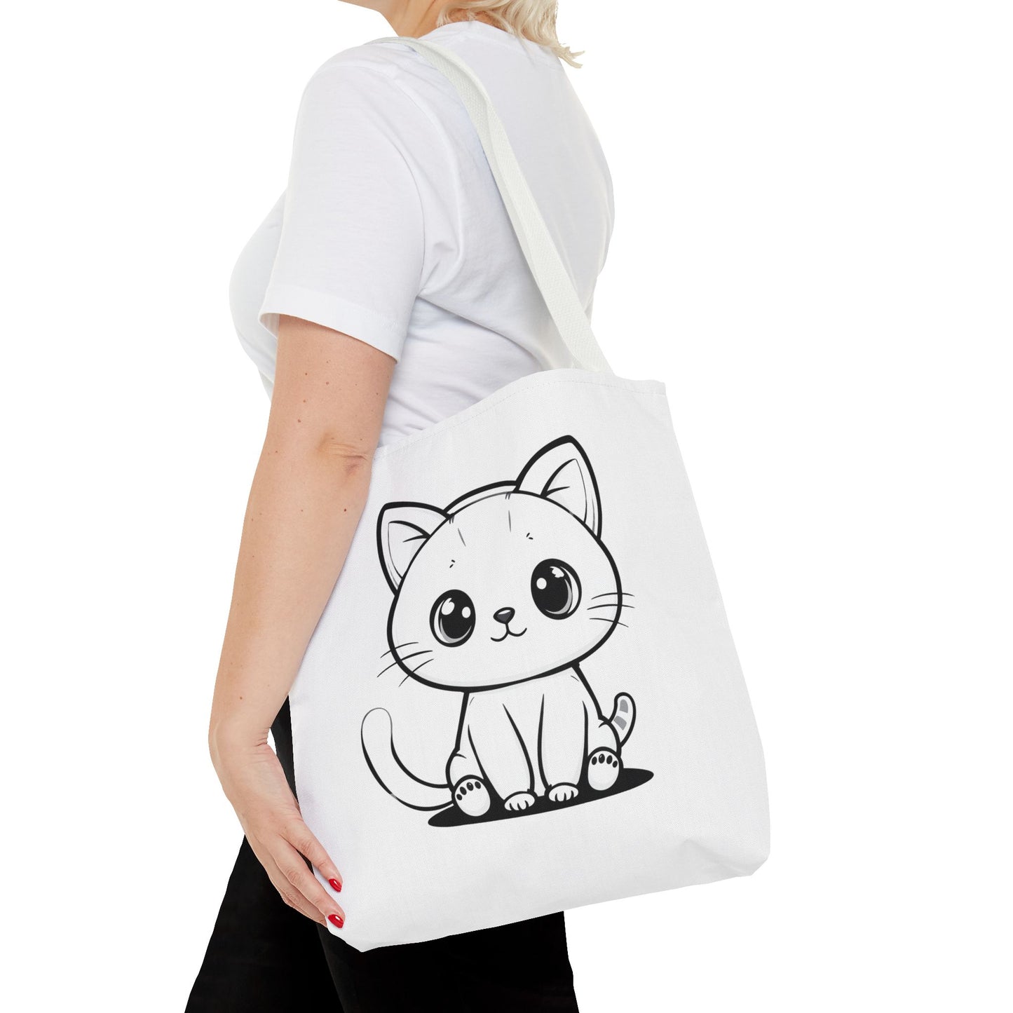 Kawaii Cat Tote Bag – Cute Cartoon Kitty Canvas Shopper