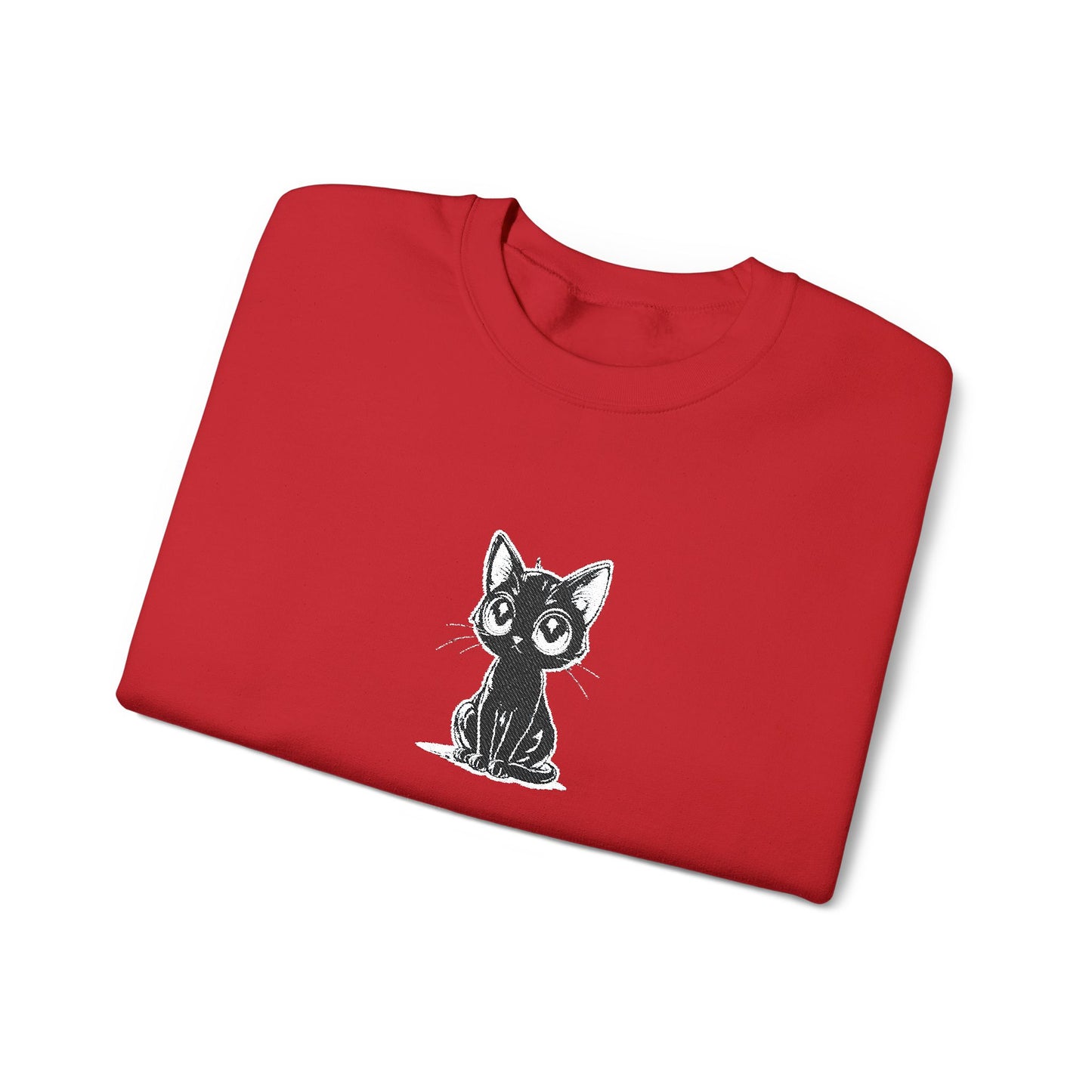 Cat Sketch Crewneck Sweatshirt — Minimal Black Ink Kitten Design