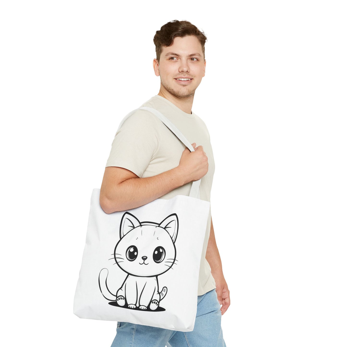 Kawaii Cat Tote Bag – Cute Cartoon Kitty Canvas Shopper