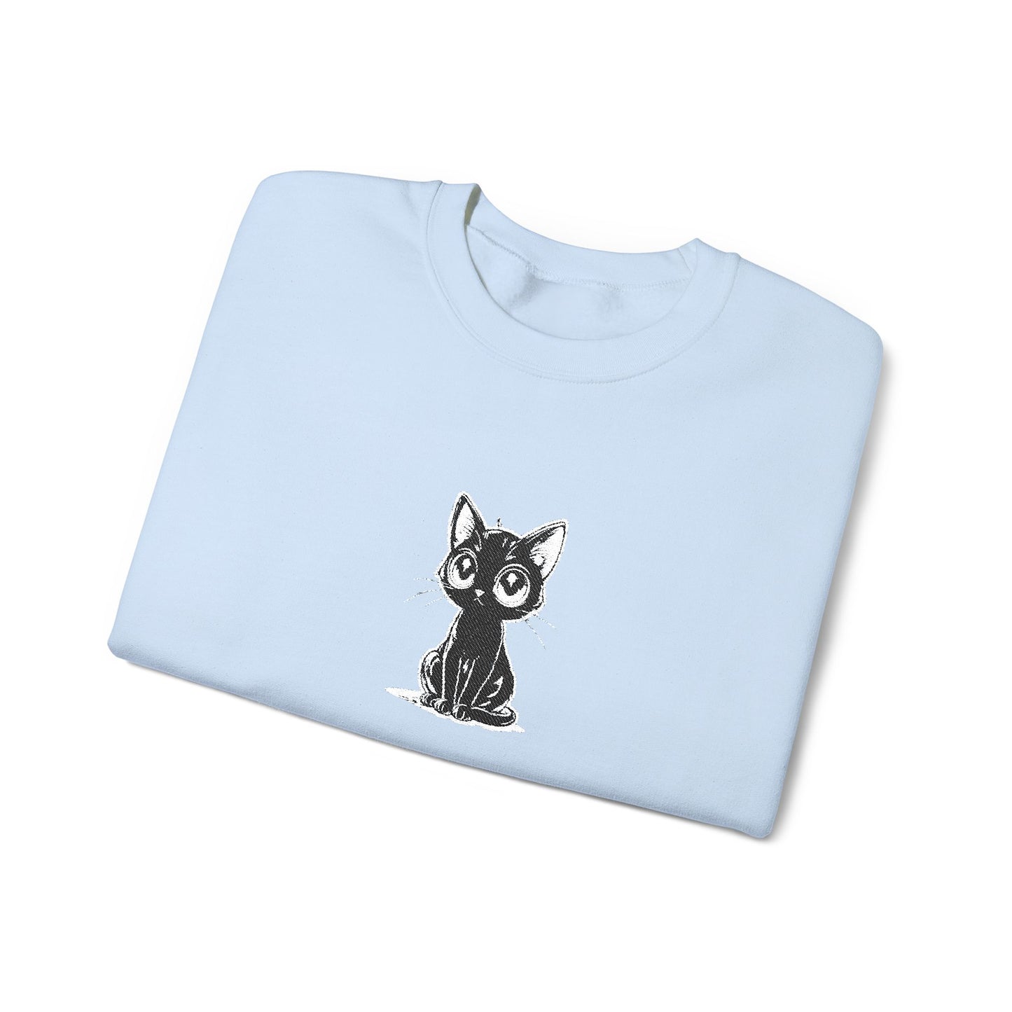 Cat Sketch Crewneck Sweatshirt — Minimal Black Ink Kitten Design