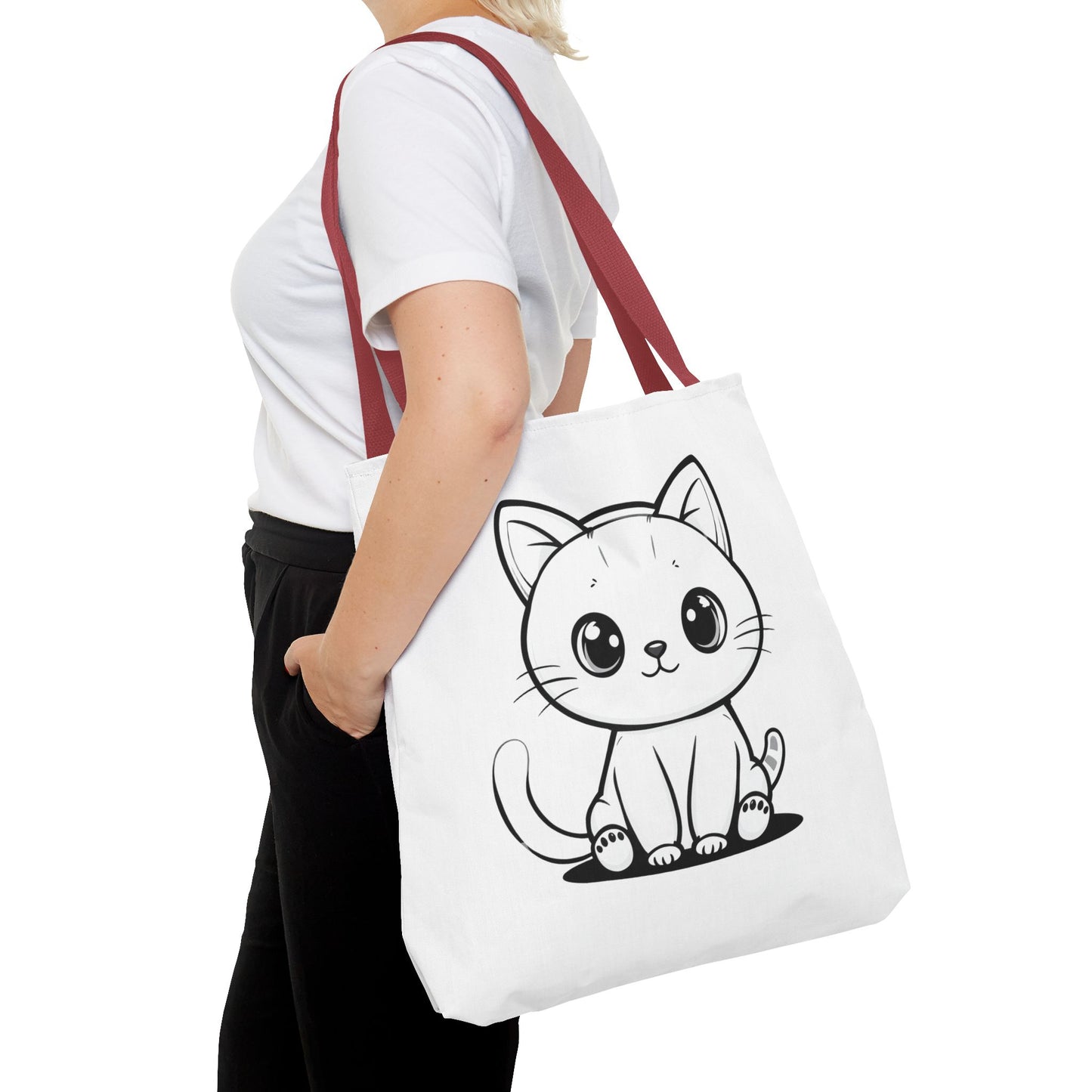 Kawaii Cat Tote Bag – Cute Cartoon Kitty Canvas Shopper