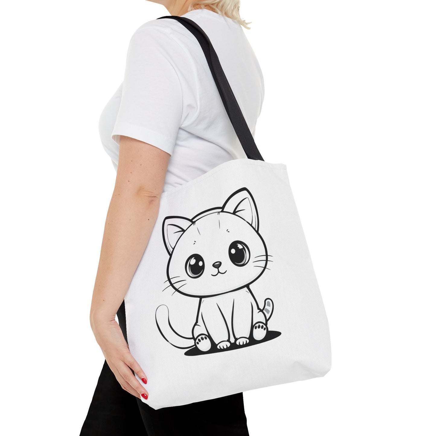 Kawaii Cat Tote Bag – Cute Cartoon Kitty Canvas Shopper