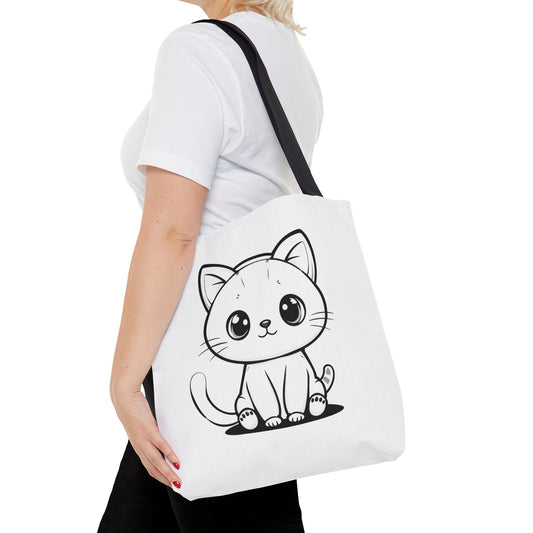 Kawaii Cat Tote Bag – Cute Cartoon Kitty Canvas Shopper