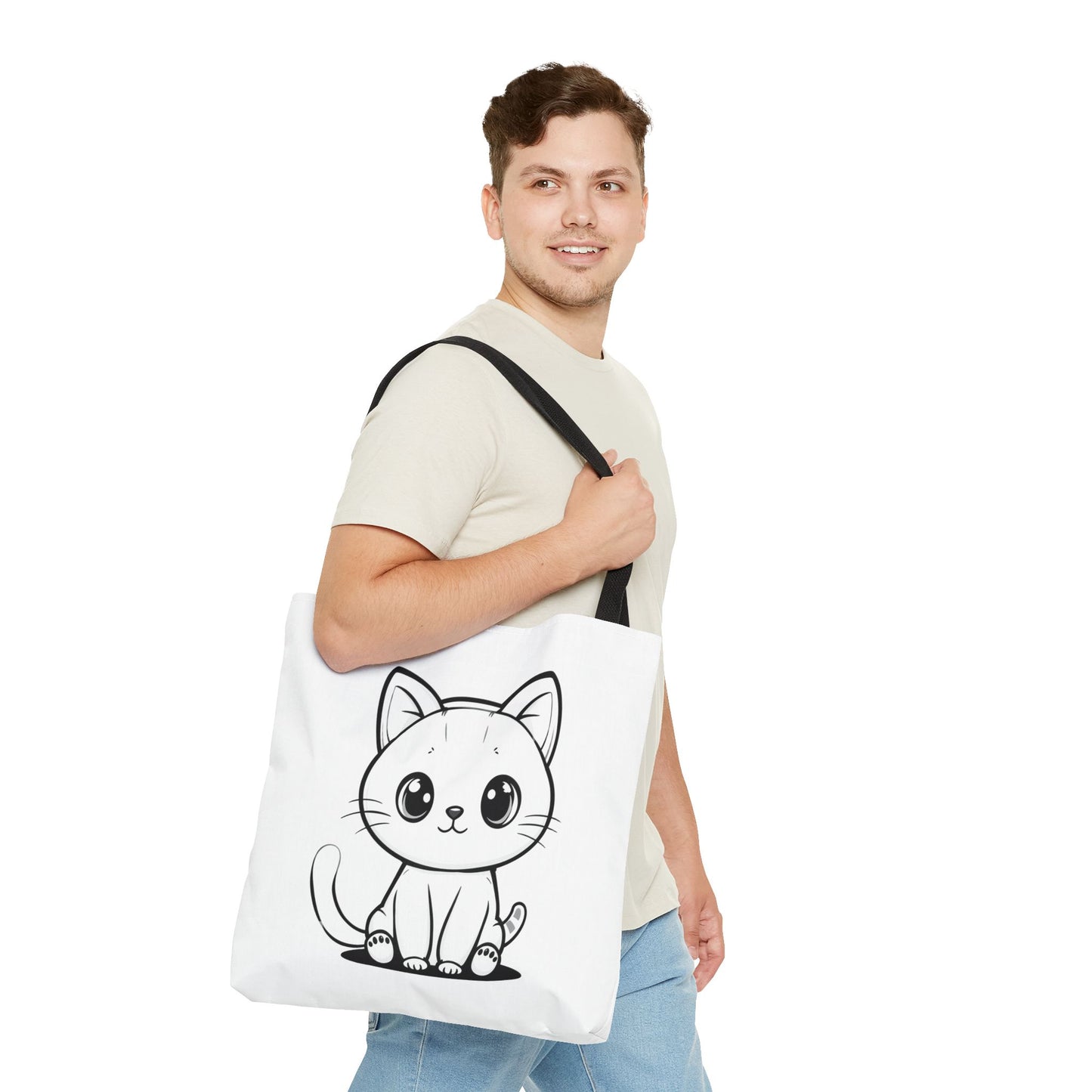 Kawaii Cat Tote Bag – Cute Cartoon Kitty Canvas Shopper