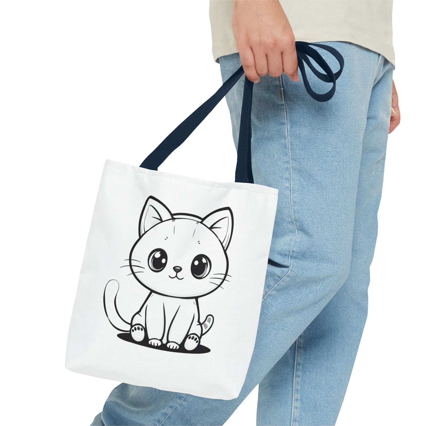 Kawaii Cat Tote Bag – Cute Cartoon Kitty Canvas Shopper