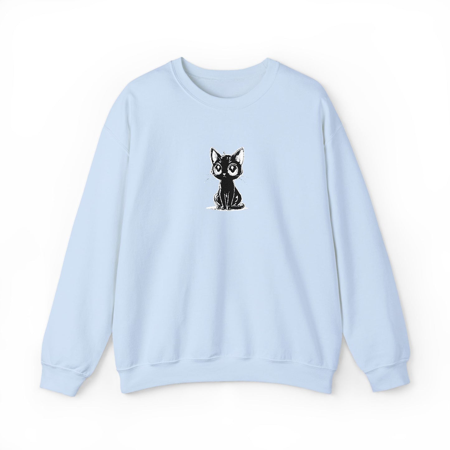 Cat Sketch Crewneck Sweatshirt — Minimal Black Ink Kitten Design