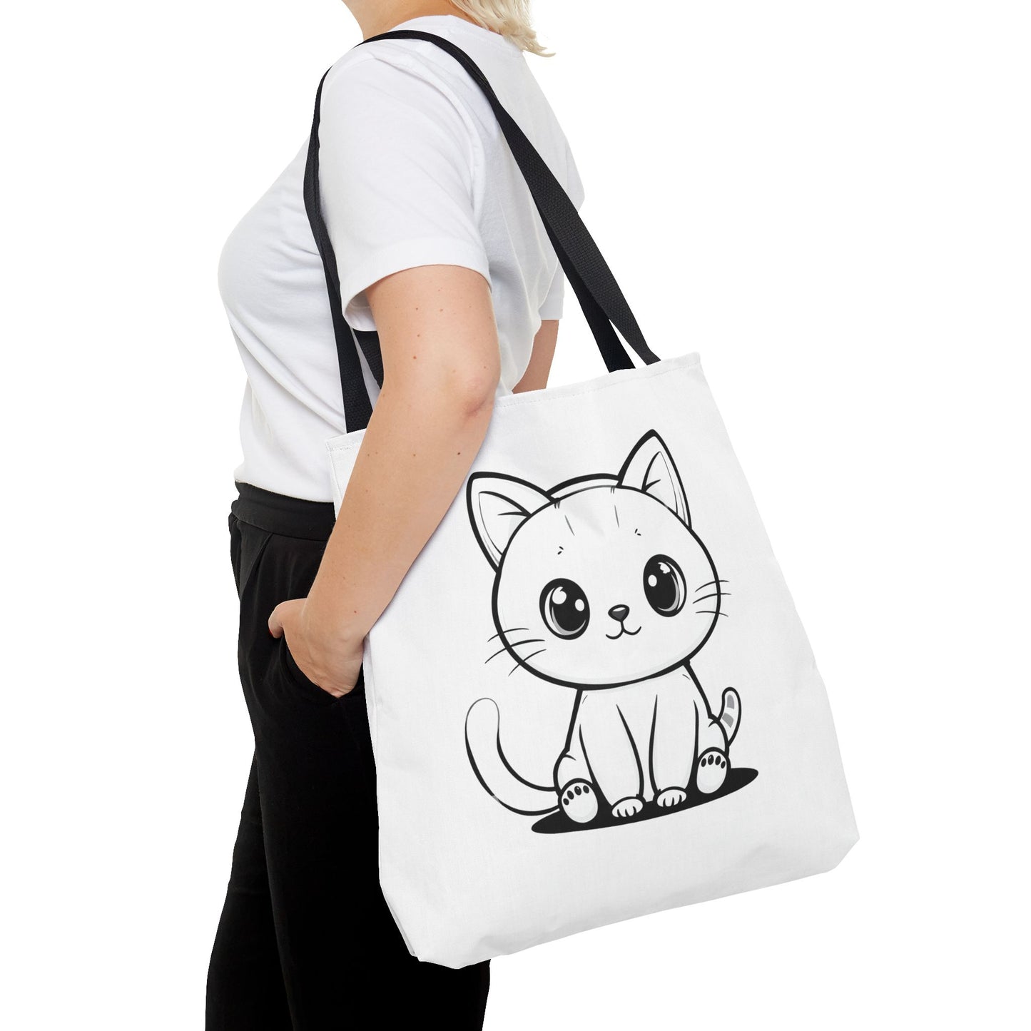 Kawaii Cat Tote Bag – Cute Cartoon Kitty Canvas Shopper