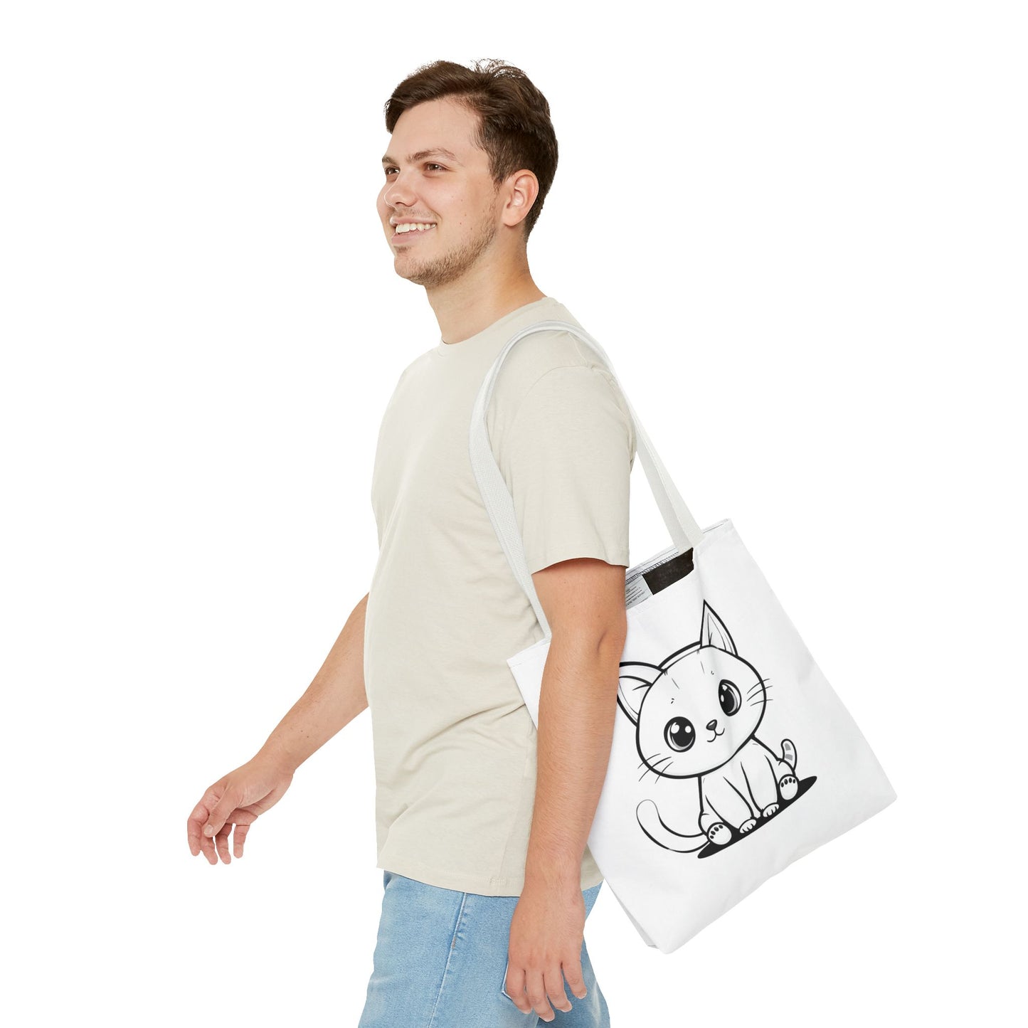Kawaii Cat Tote Bag – Cute Cartoon Kitty Canvas Shopper