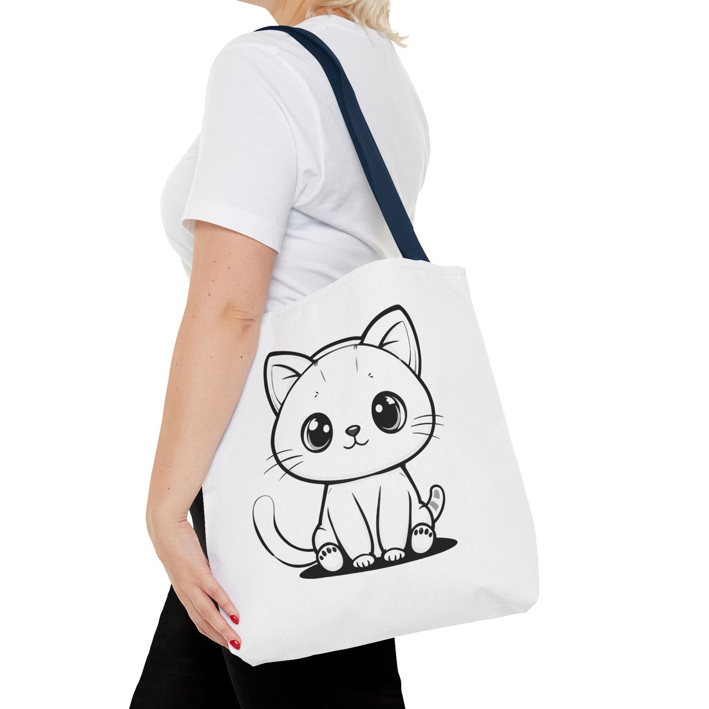 Kawaii Cat Tote Bag – Cute Cartoon Kitty Canvas Shopper