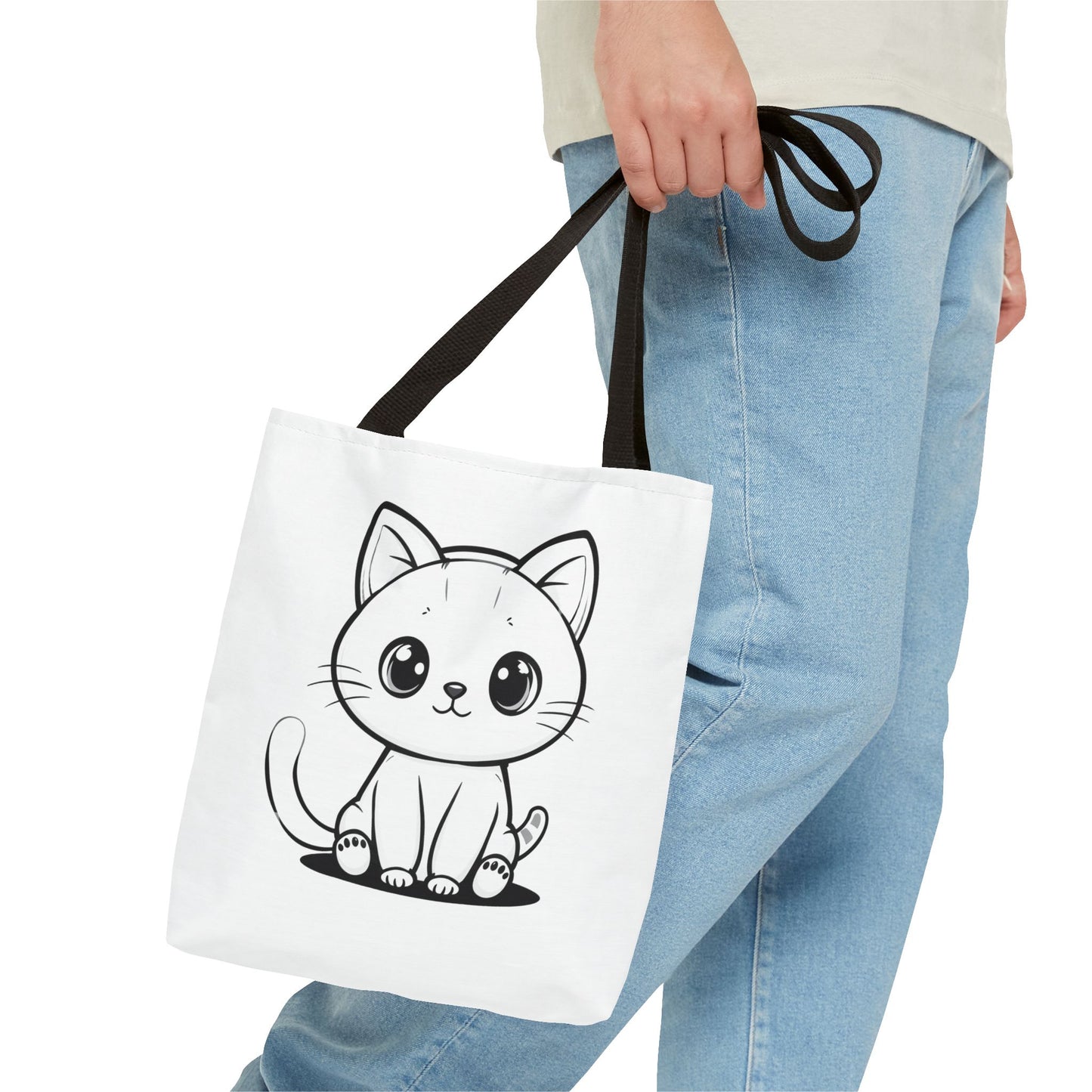 Kawaii Cat Tote Bag – Cute Cartoon Kitty Canvas Shopper