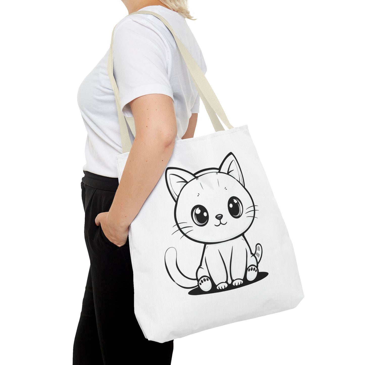 Kawaii Cat Tote Bag – Cute Cartoon Kitty Canvas Shopper