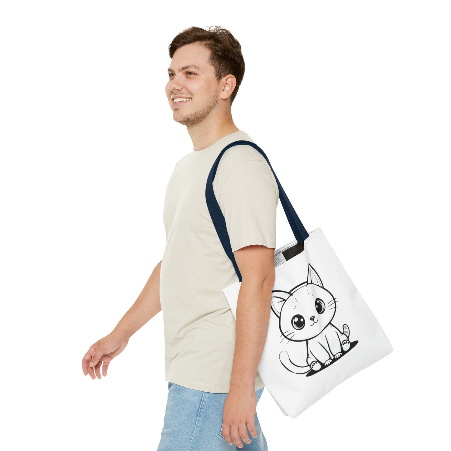Kawaii Cat Tote Bag – Cute Cartoon Kitty Canvas Shopper