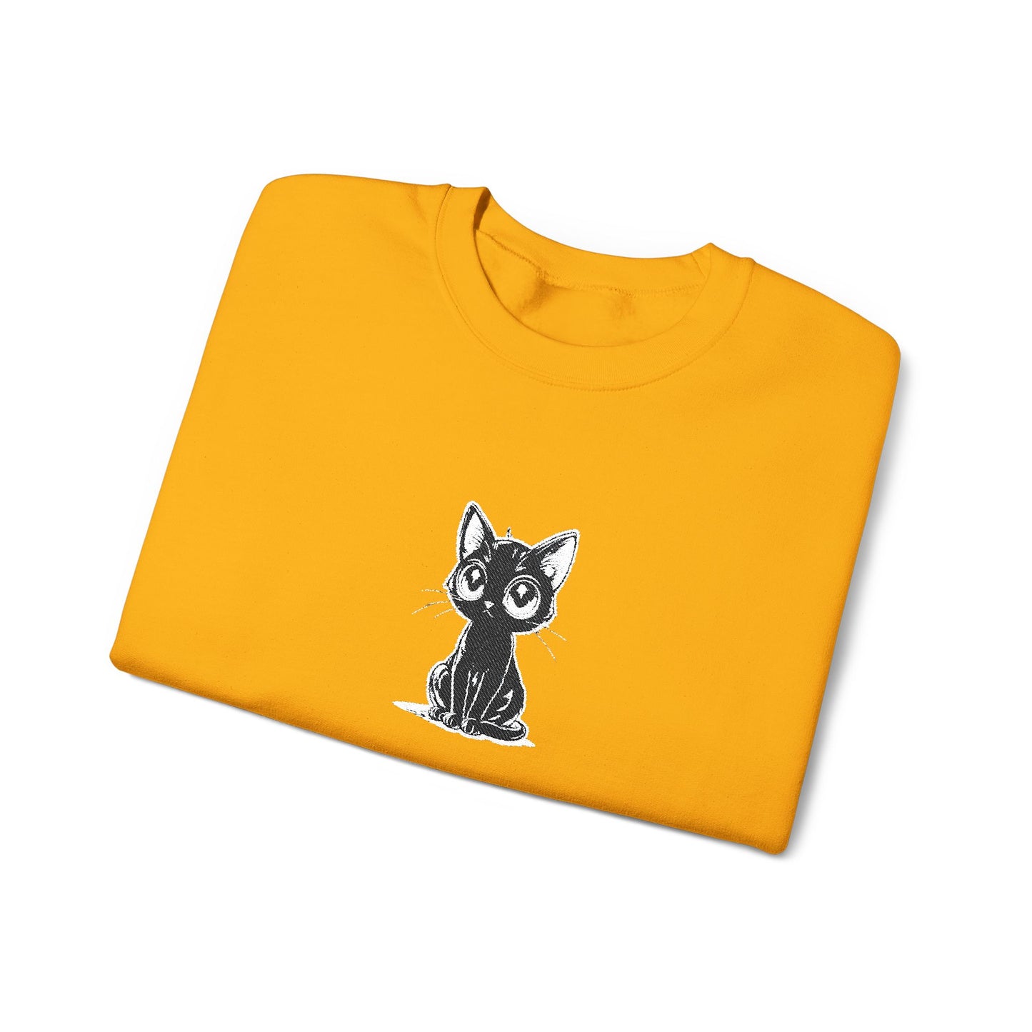 Cat Sketch Crewneck Sweatshirt — Minimal Black Ink Kitten Design